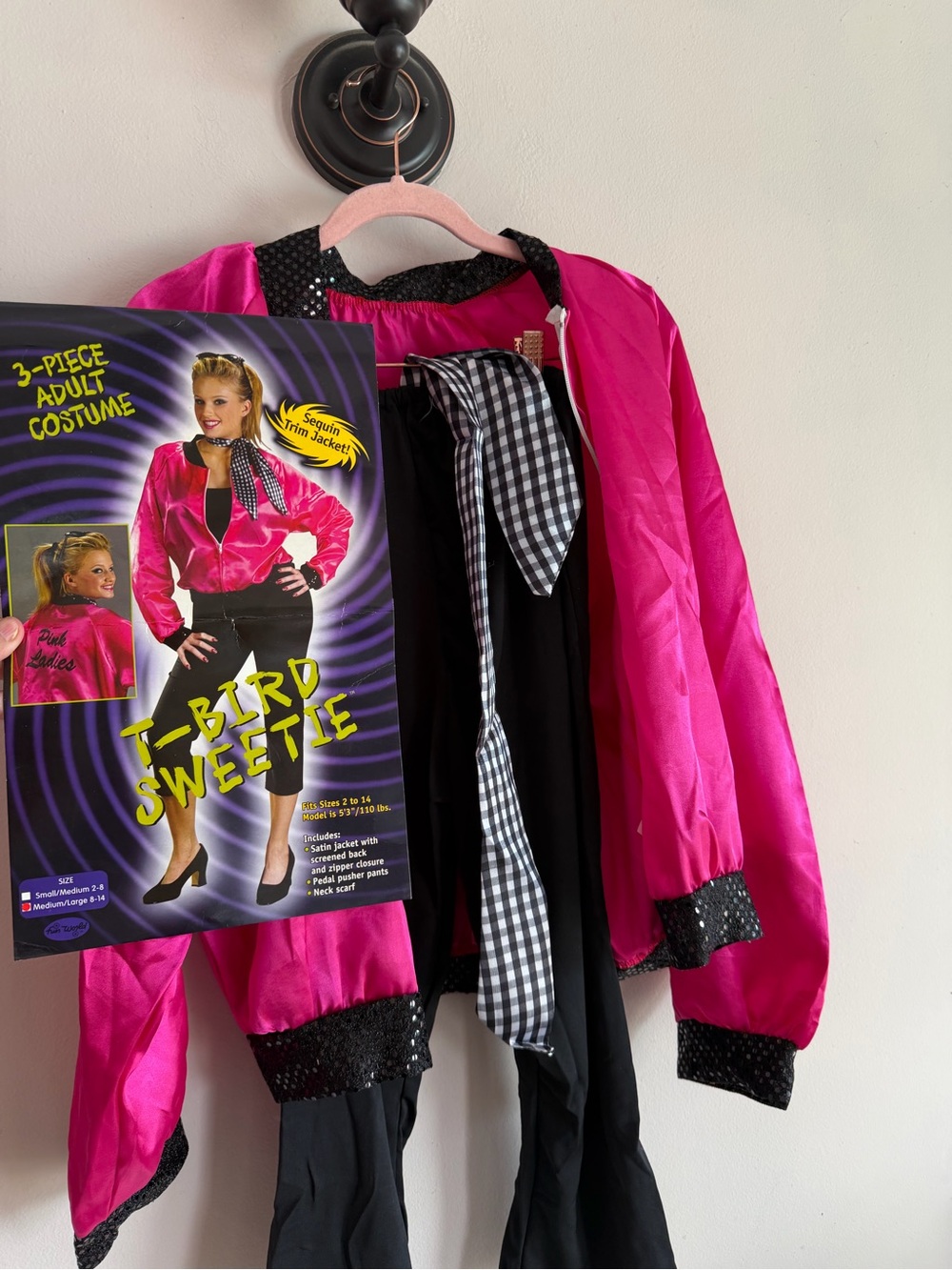 Fun World T-Bird Sweetie Pink Ladies Costume 3pc Set M/L 8-14 50s Retro